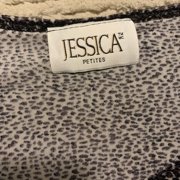 Vintage Gray Velvet Leopard Shirt Medium Jessica Petites - Picture 3 of 5